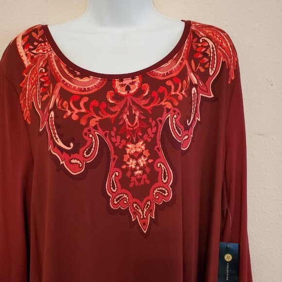 JM Collection Women's Long Knit Top Scoop Neck 3/4 Sleeve Size XXL. - Picture 3 of 11